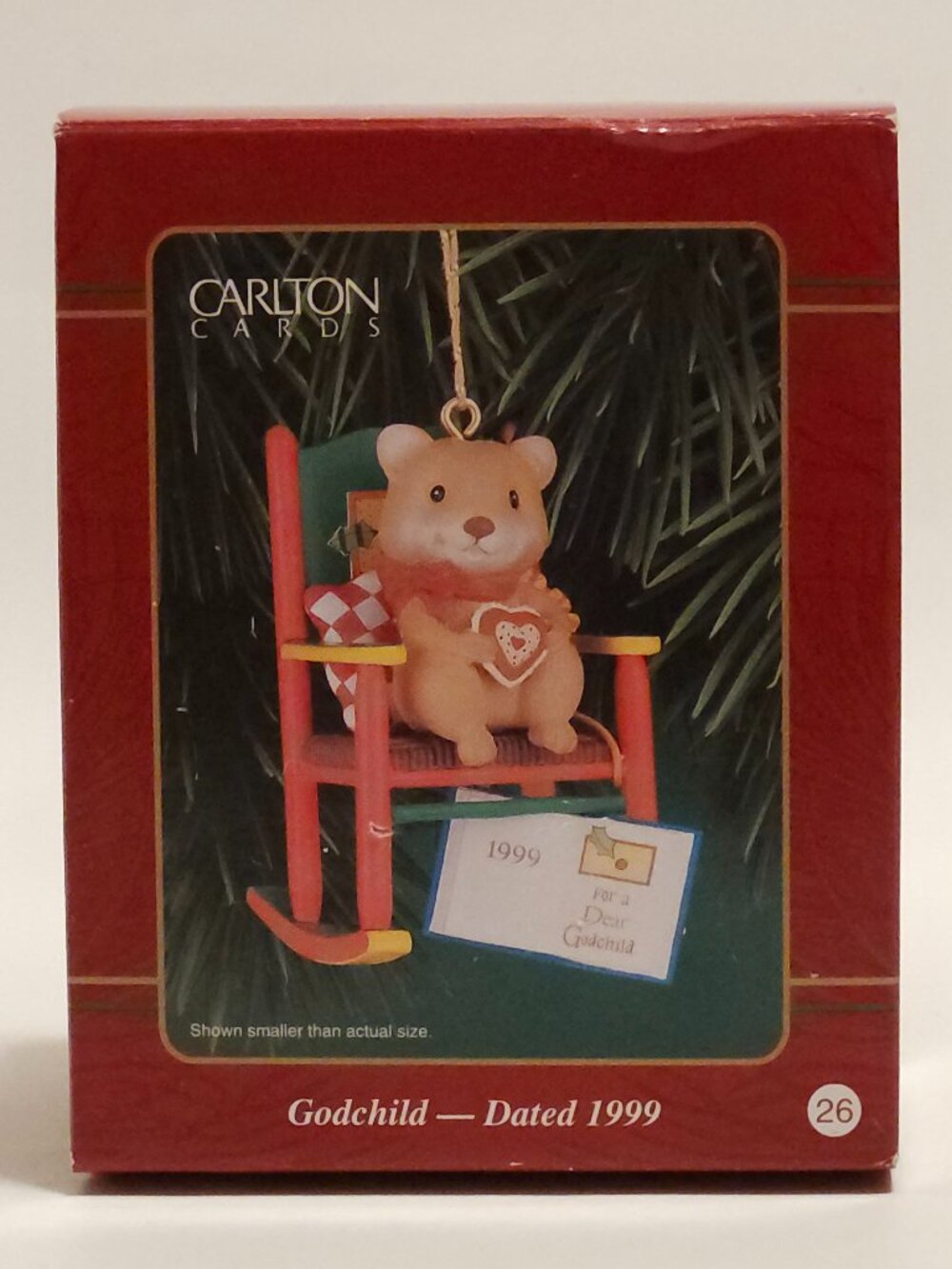 CARLTON Cards Godchild Dated 1999 Vintage Christmas Ornament with box